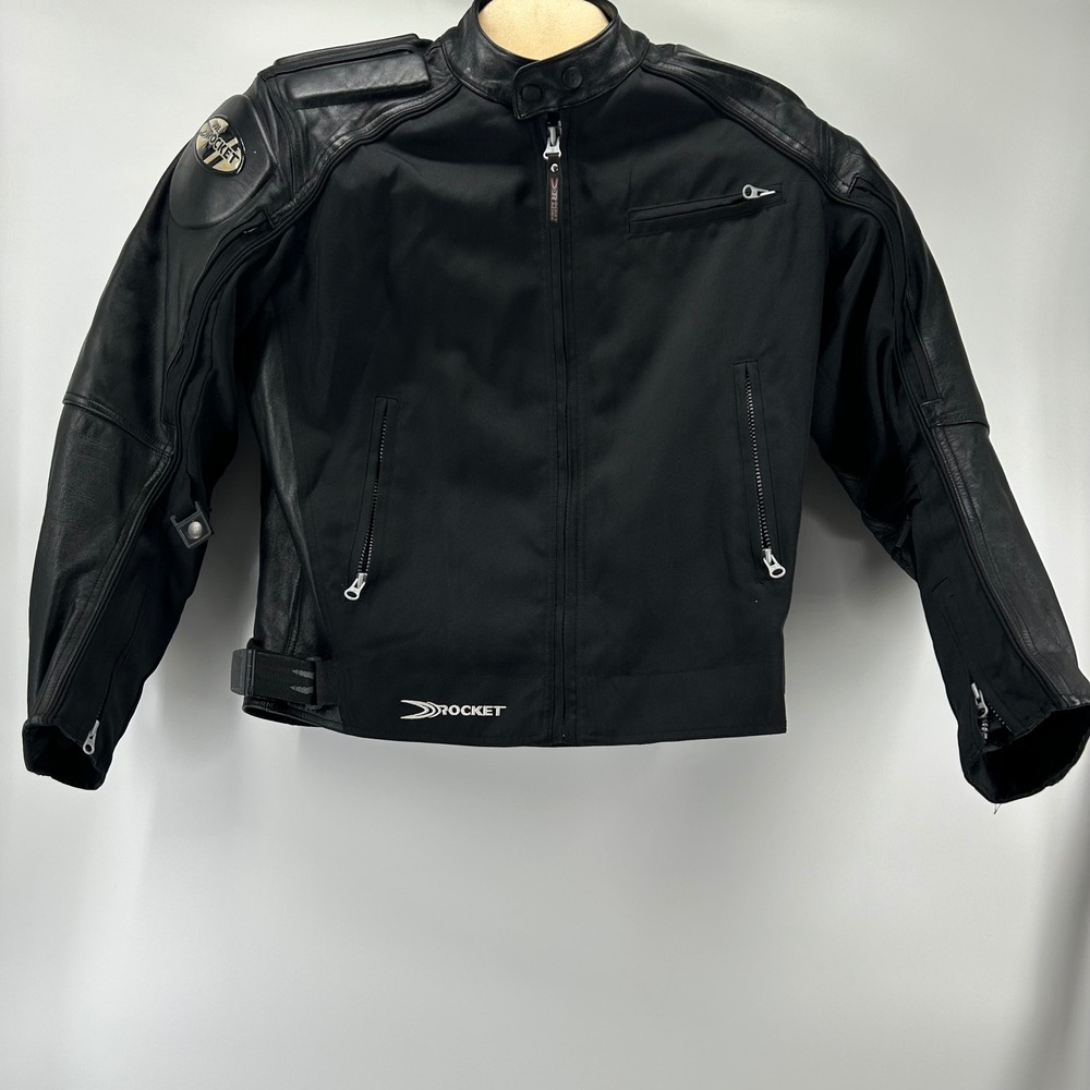 Joe Rocket Motorcycle Jacket Mens Medium Black Leather Textile Padded Armor Gear